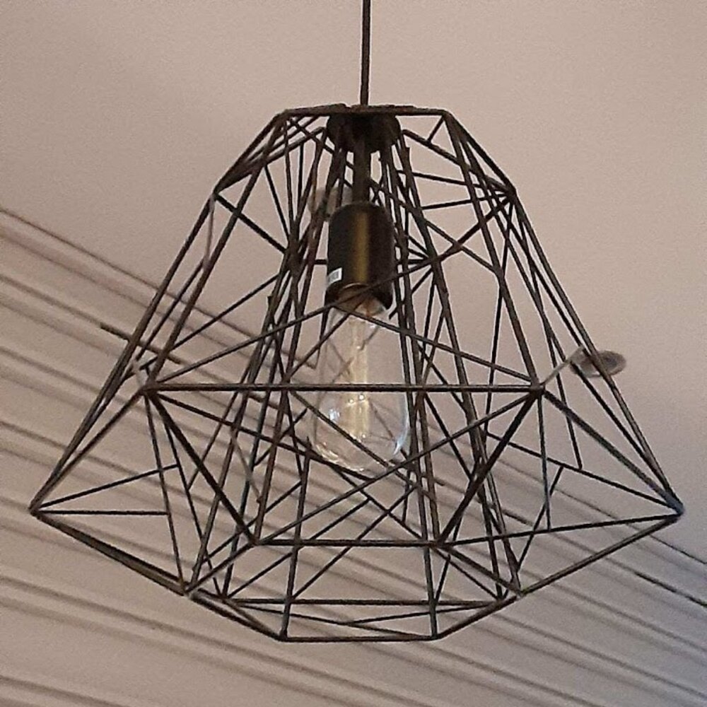Industrial Chic Iron Light Pendant - like new (1)